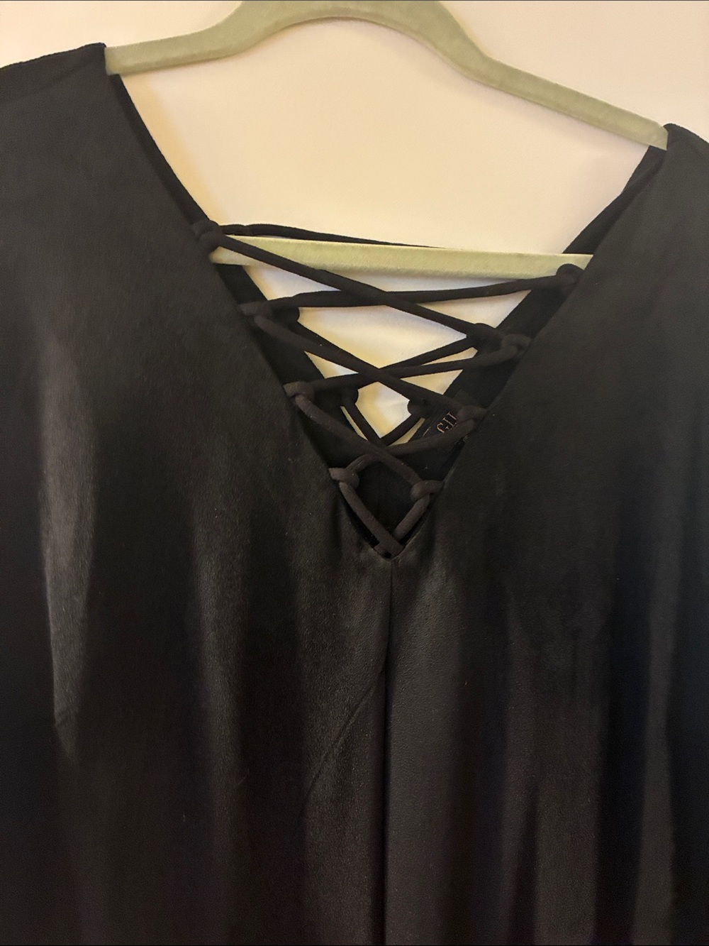 Gilli Black Lace-Up V-Neck Women's Dress